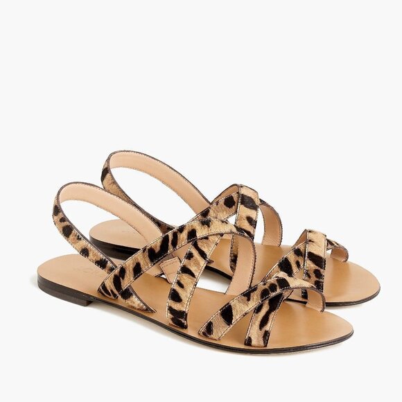J. Crew Shoes - J. Crew Cross-strap Sandals in Leopard Calf Hair 8